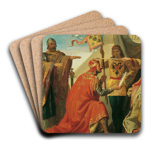 Friedrich Barbarossa belehnt Heinrich Jasomirgott und Heinrich den Lwen by Karl von Blaas Art Drink Coaster set Friedrich Barbarossa belehnt Heinrich Jasomirgott und Heinrich den Lwen by Karl von Blaas Art Drink Coaster set