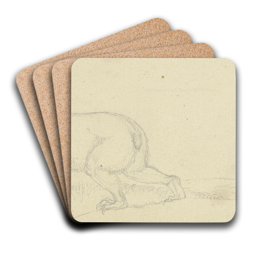 Ein Br und ein angriffslustiges Wildschwein by Franz Pforr Art Drink Coaster set
