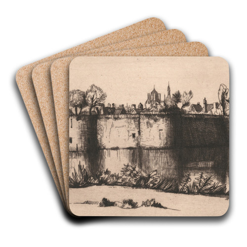 Ramparts of Ypres; From the Flemish Set by William Strang Art Drink Coaster set