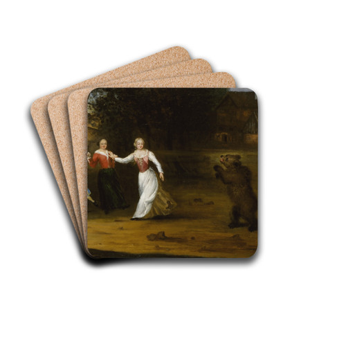 Landscape with dancing bear by Ulrika Eleonora the elder Drink Coasters - set of 4
