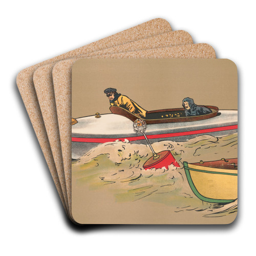 Motor Boats by George Markendorff Art Drink Coaster set