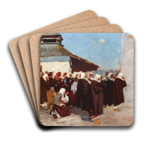 In Front of an Orthodox Church by Julian Falat Art Drink Coaster set