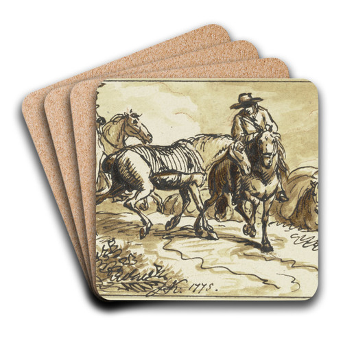 Gruppen von Reitern, einige mit Handpferden by Ferdinand Kobell Art Drink Coaster set