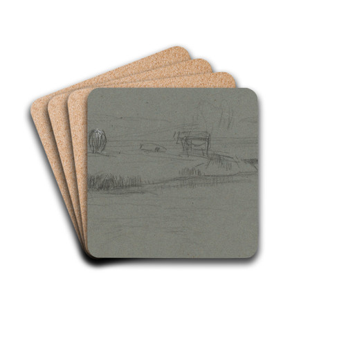 River Bank with Cattle by Constant Troyon Drink Coasters - set of 4