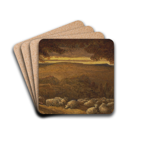 Evening Pasture by James Smetham Drink Coasters - set of 4 Evening Pasture by James Smetham Drink Coasters - set of 4