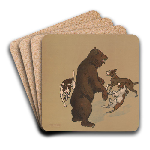 Bear hunt by George Markendorff Art Drink Coaster set