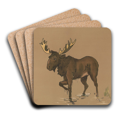 Moose call by George Markendorff Art Drink Coaster set