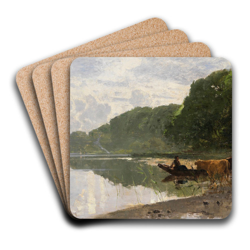 Uferlandschaft am Starnberger See mit weidenden Khen by Richard Von Poschinger Art Drink Coaster set