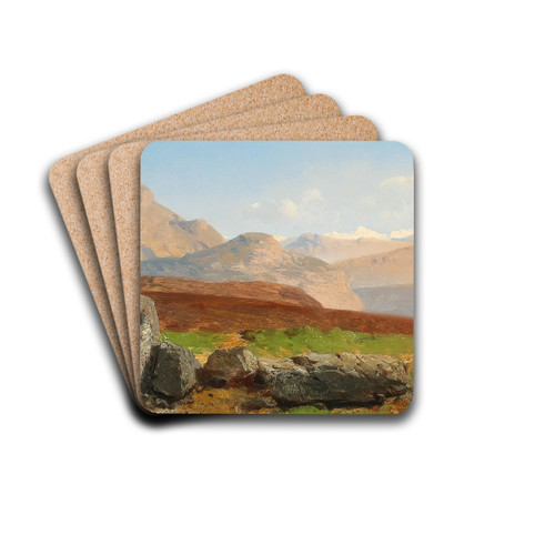 Mountain Landscape by Albert Zimmermann Drink Coasters - set of 4 Mountain Landscape by Albert Zimmermann Drink Coasters - set of 4