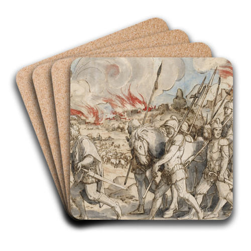 Samuel flucht Saul by Hans Holbein The Younger Art Drink Coaster set
