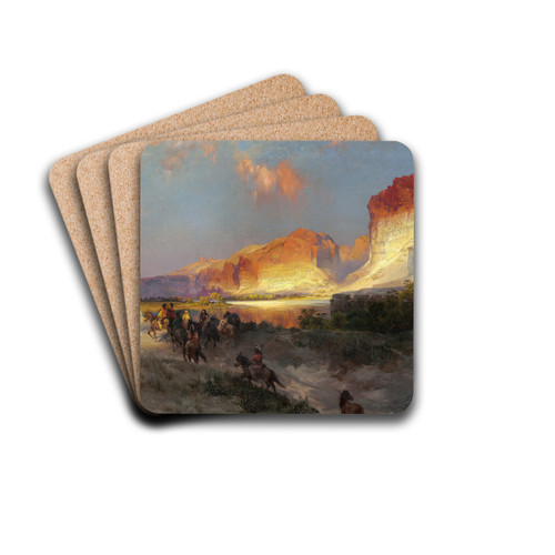 Green River Cliffs by Thomas Moran Drink Coasters - set of 4 Green River Cliffs by Thomas Moran Drink Coasters - set of 4