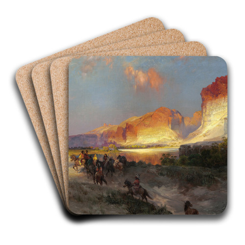 Green River Cliffs by Thomas Moran Art Drink Coaster set Green River Cliffs by Thomas Moran Art Drink Coaster set