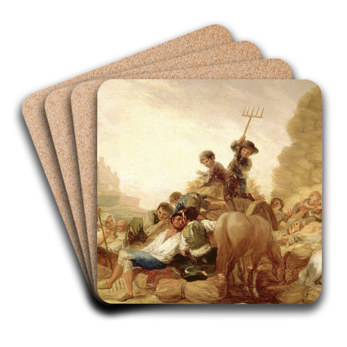 The Threshing Floor by Francisco de Goya Art Drink Coaster set