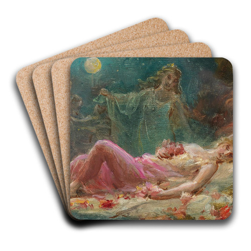 Allegory of Sleep by Hans Zatzka Art Drink Coaster set