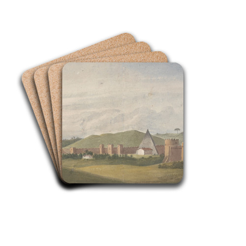Walls of Rome; The Aurelian Wall, with the Pyramid of Cestius by Isaac Weld Drink Coasters - set of 4 Walls of Rome; The Aurelian Wall, with the Pyramid of Cestius by Isaac Weld Drink Coasters - set of 4