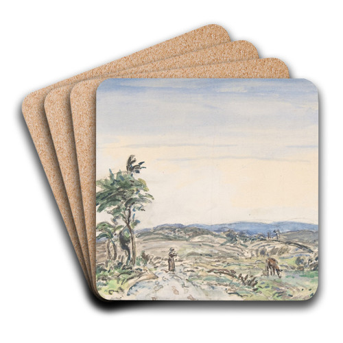 Landscape by Johan Barthold Jongkind Art Drink Coaster set Landscape by Johan Barthold Jongkind Art Drink Coaster set