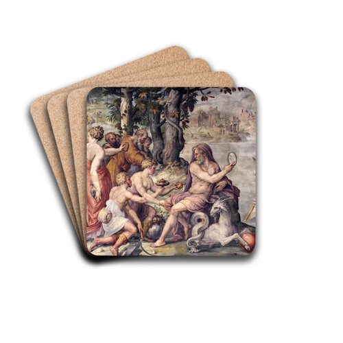 The first fruits from earth offered to Saturn by Giorgio Vasari Drink Coasters - set of 4