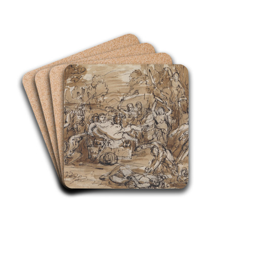 Figure Study of a Bacchanalia Celebration in a Wooded Landscape by Robert Smirke Drink Coasters - set of 4
