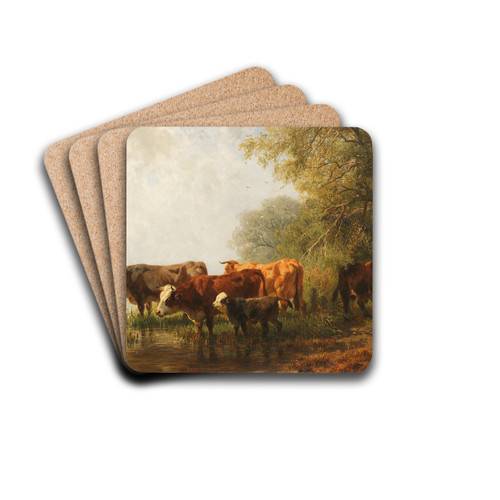 Khe an einem See by Friedrich Voltz Drink Coasters - set of 4