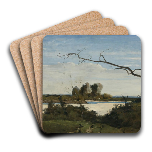 Bords De La Loire (Study For Les Corbeaux, Paysage) by Henri-Joseph Harpignies Art Drink Coaster set