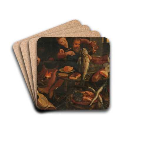 Kitchen Scene by Pieter Aertsen Drink Coasters - set of 4 Kitchen Scene by Pieter Aertsen Drink Coasters - set of 4