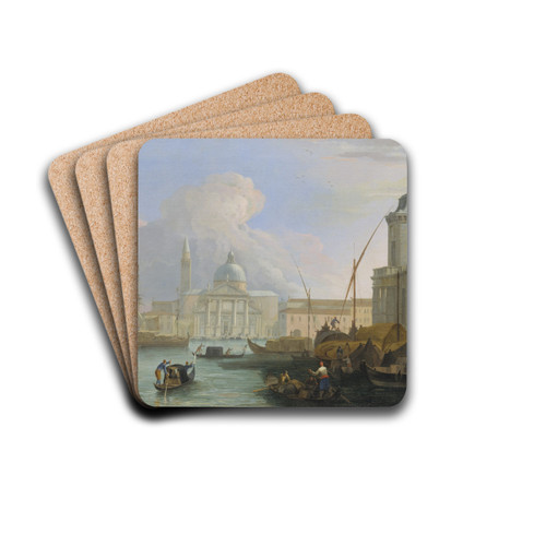 The Bacino, Venice, with the Dogana and a Distant View of the Isola di San Giorgio by Luca Carlevarijs Drink Coasters - set of 4