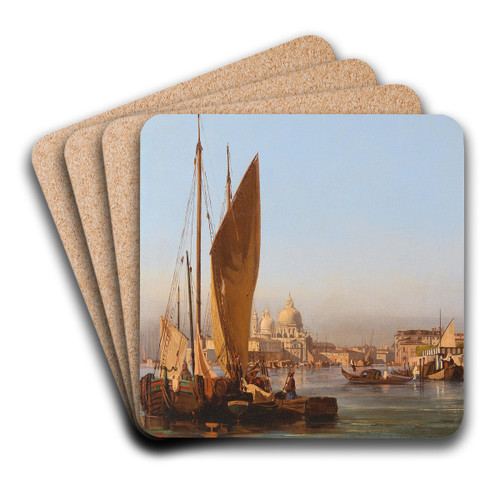 Venice, The Doges Palace And The Molo by Ippolito Caffi Art Drink Coaster set