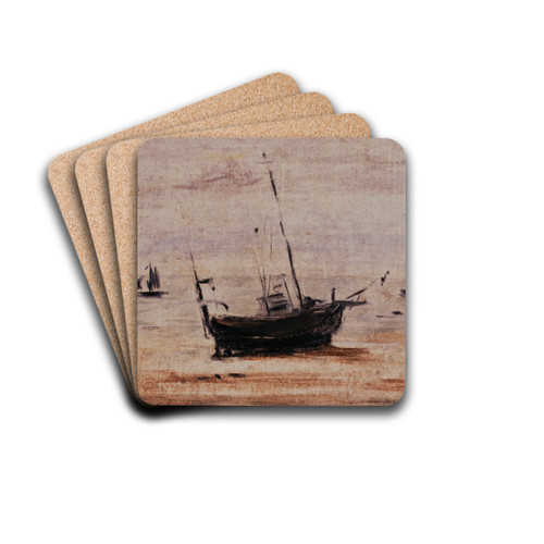 Bateaux chous  mare basse by Eugne Boudin Drink Coasters - set of 4 Bateaux chous  mare basse by Eugne Boudin Drink Coasters - set of 4