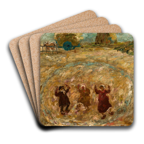 Play in a village by Tadeusz Makowski Art Drink Coaster set Play in a village by Tadeusz Makowski Art Drink Coaster set