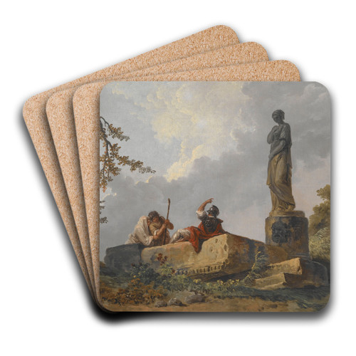 The Statue by Hubert Robert Art Drink Coaster set