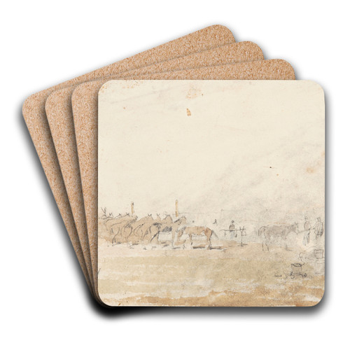 Army Encampment by Winslow Homer Art Drink Coaster set