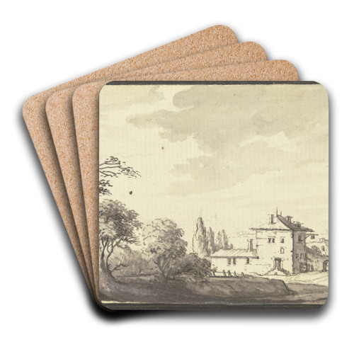 Landschaft mit Gebuden am Wasser by Johann Ludwig Aberli Art Drink Coaster set