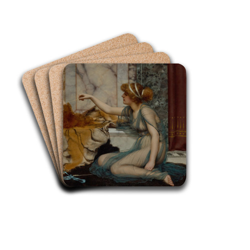 Mischief and Repose by John William Godward Drink Coasters - set of 4