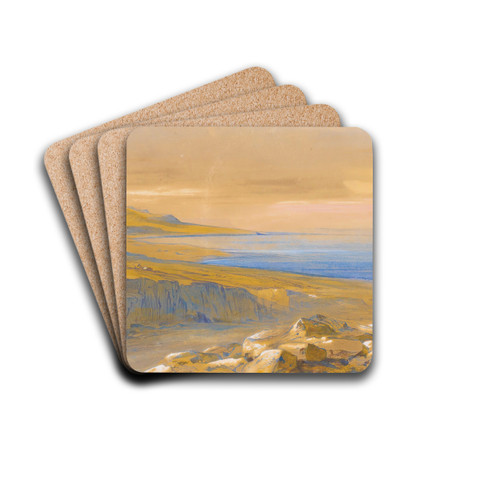 The Dead Sea, Jordan by Edward Lear Drink Coasters - set of 4 The Dead Sea, Jordan by Edward Lear Drink Coasters - set of 4