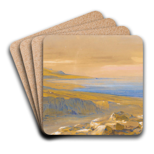 The Dead Sea, Jordan by Edward Lear Art Drink Coaster set The Dead Sea, Jordan by Edward Lear Art Drink Coaster set