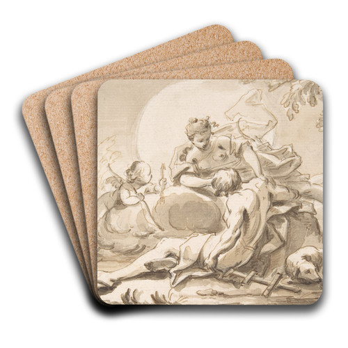 Diana and Endymion by Johann Heinrich Keller Art Drink Coaster set