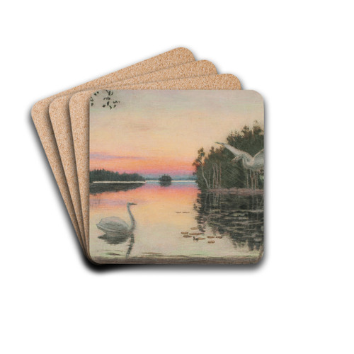 Halk' illan ruskon auerman' by Torsten Wasastjerna Drink Coasters - set of 4