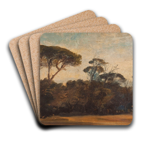 Pins parasols aux environs de Naples by Flix Ziem Art Drink Coaster set