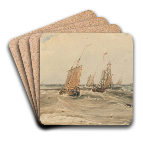 Boulogne Harbour by Franois Louis Thomas Francia Art Drink Coaster set