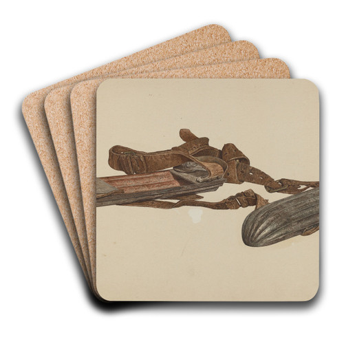 Snow Skates by Raymond Neumann Art Drink Coaster set Snow Skates by Raymond Neumann Art Drink Coaster set