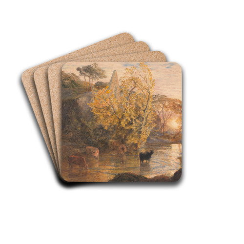 Tintern Abbey at Sunset by Samuel Palmer Drink Coasters - set of 4 Tintern Abbey at Sunset by Samuel Palmer Drink Coasters - set of 4