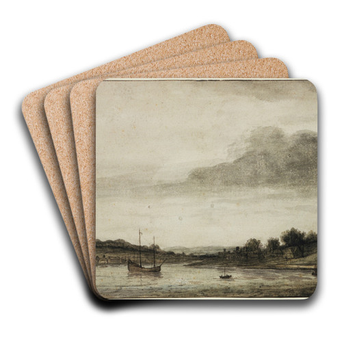 View of Cowes Harbour, Isle of Wight by Lambert Doomer Art Drink Coaster set
