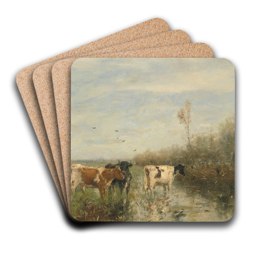 Cows in a Soggy Meadow by Willem Maris Art Drink Coaster set Cows in a Soggy Meadow by Willem Maris Art Drink Coaster set