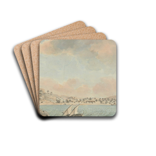 Harbour Town Surrounded by Windmills by Willey Reveley Drink Coasters - set of 4