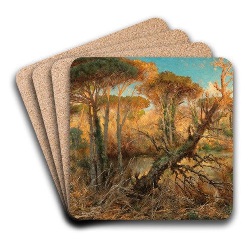 In the Pontine Marshes by Pietro Barucci Art Drink Coaster set