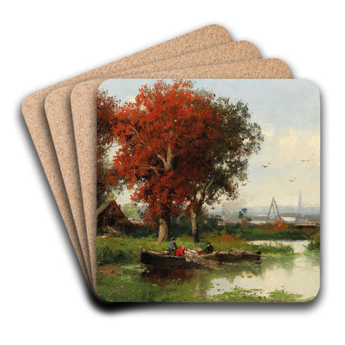 Wetland Landscape In Vienna by Adolf Kaufmann Art Drink Coaster set