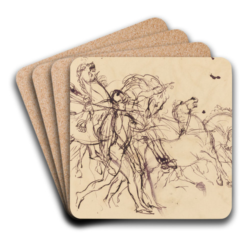 Charioteers (recto and verso) by Eugne Delacroix Art Drink Coaster set
