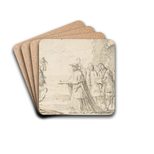 Cardinal Receiving a General at a City Gate by Giovanni Battista Tiepolo Drink Coasters - set of 4