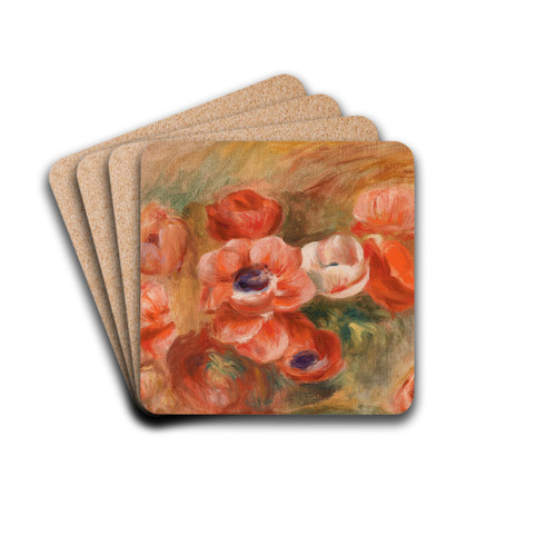 Anemones (Anmones) by Pierre-Auguste Renoir Drink Coasters - set of 4 Anemones (Anmones) by Pierre-Auguste Renoir Drink Coasters - set of 4