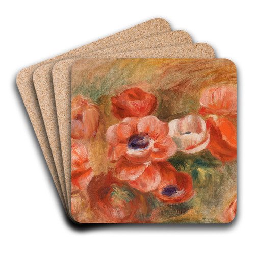 Anemones (Anmones) by Pierre-Auguste Renoir Art Drink Coaster set Anemones (Anmones) by Pierre-Auguste Renoir Art Drink Coaster set